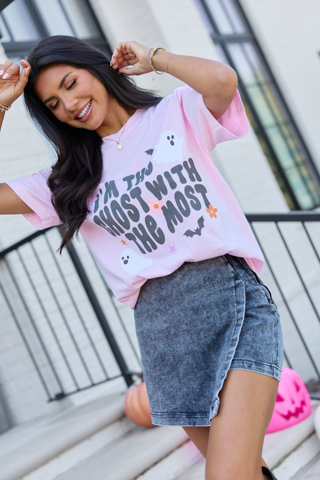 I'm The Ghost With The Most Light Pink Graphic Tee