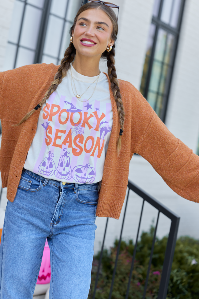 Spooky Season Stripes Ivory Comfort Colors Graphic Tee