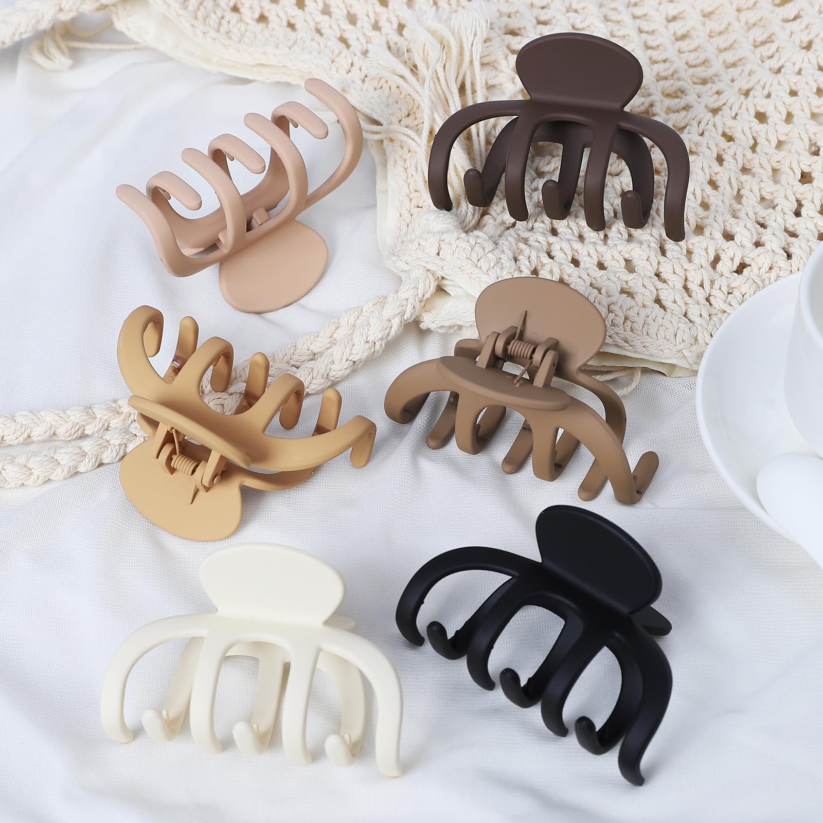 SMKSL Hair Clips 3.5 Inch Medium Brown Matte Banana Jaw Claw Clips