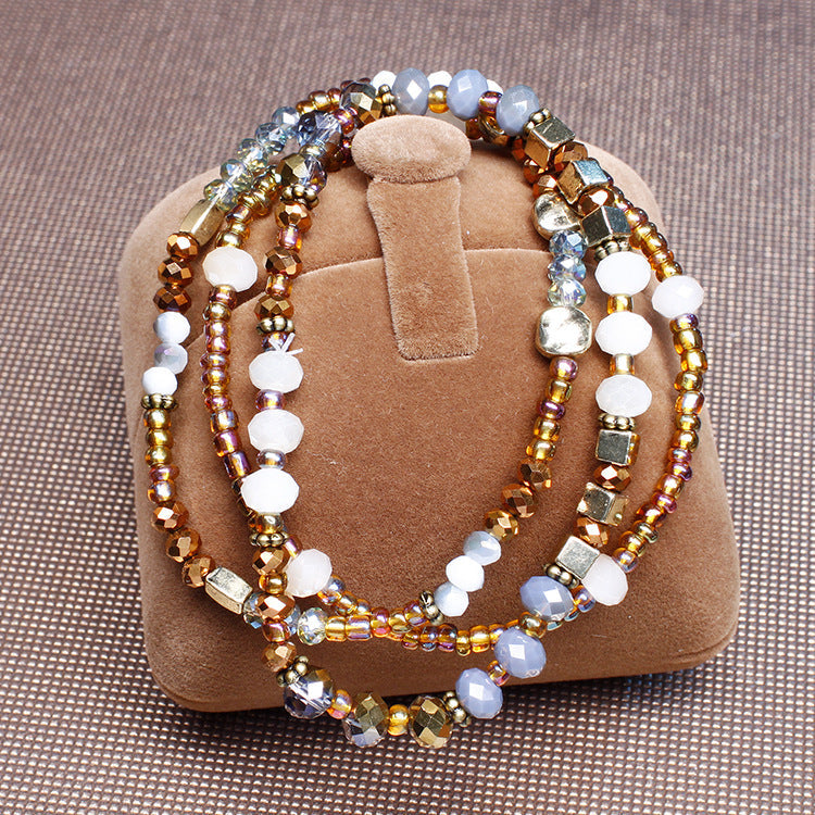 Micro Glass Bead Beaded Bracelet Suit Environmental Protection Material Multi-sided Cutting