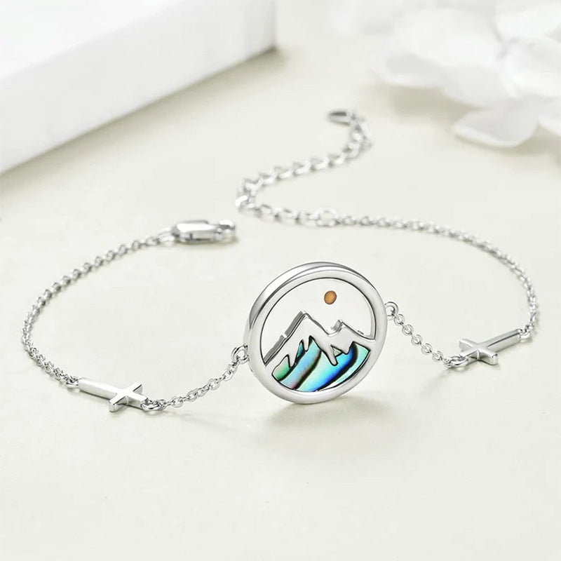 Stainless Steel Bracelet With Simple Shell And Mustard Seed Necklace For Women