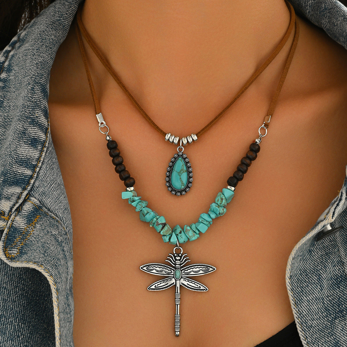 Western Cowboy-Style Turquoise Necklace Set