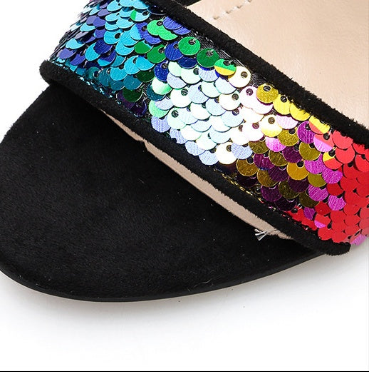 Colored sequins with sandals