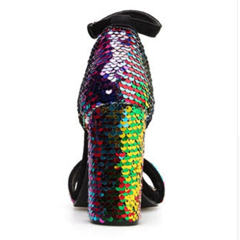 Colored sequins with sandals