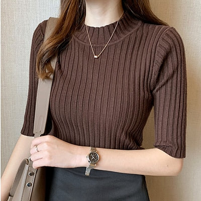 Women's Knitted Short Sleeve T-Shirt