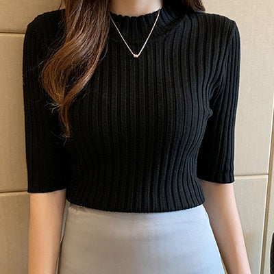 Women's Knitted Short Sleeve T-Shirt