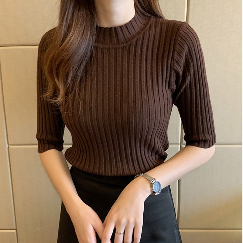 Women's Knitted Short Sleeve T-Shirt