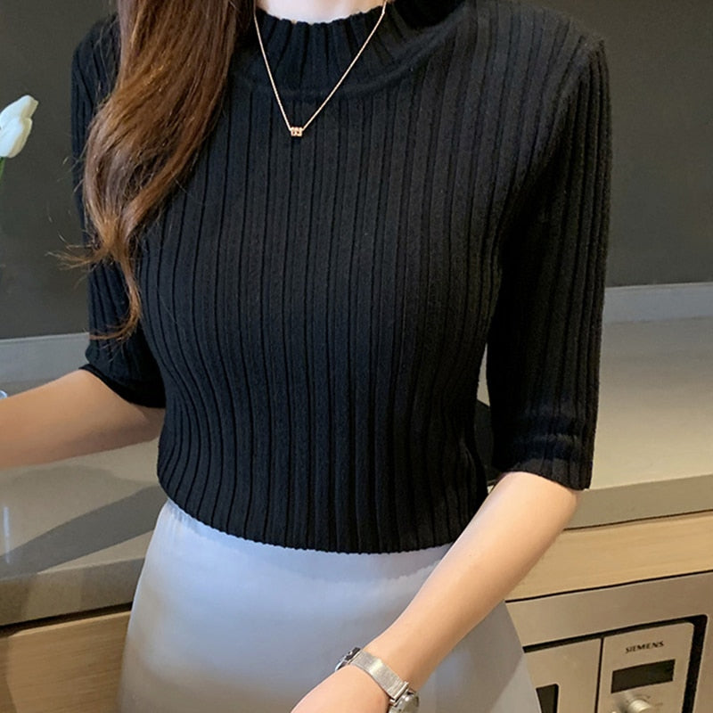 Women's Knitted Short Sleeve T-Shirt