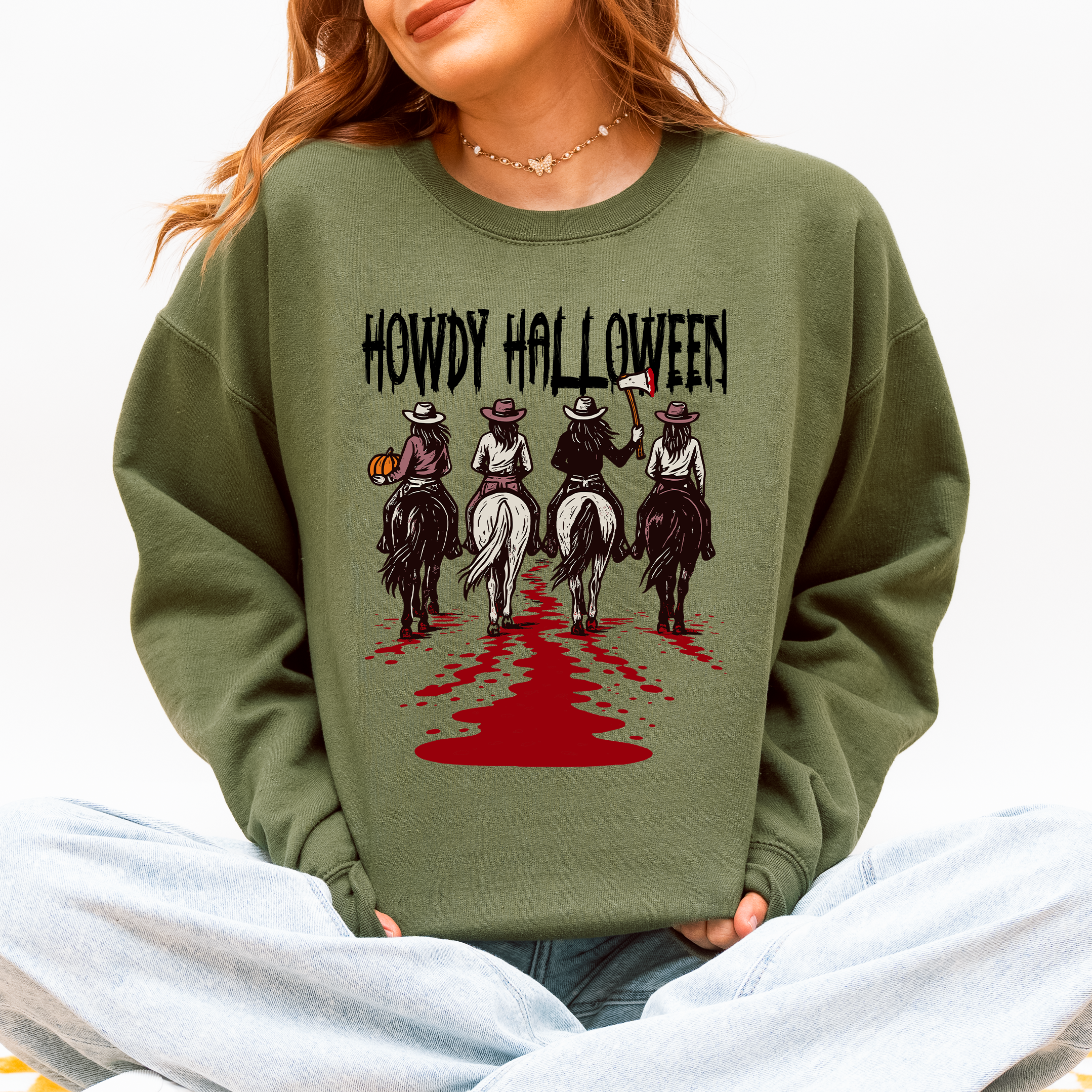 Howdy Halloween Cowgirls Western Spooky Vintage Inspired Parade Edition Sweatshirt