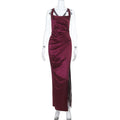 Retro Wine Red Summer Slim Fit Sexy Waist Square Collar Dress