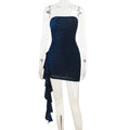 Autumn Dress Socialite Elegant Sexy Slim Fit Shiny Tube Top Ribbon Dress
