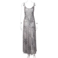 Summer Women Leopard Print Cocktail Sexy Sheer Mesh Splicing Sling One Piece Dress
