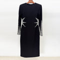 Autumn Winter Star Heavy Industry Beads Diamond Slim Mid Length Dress