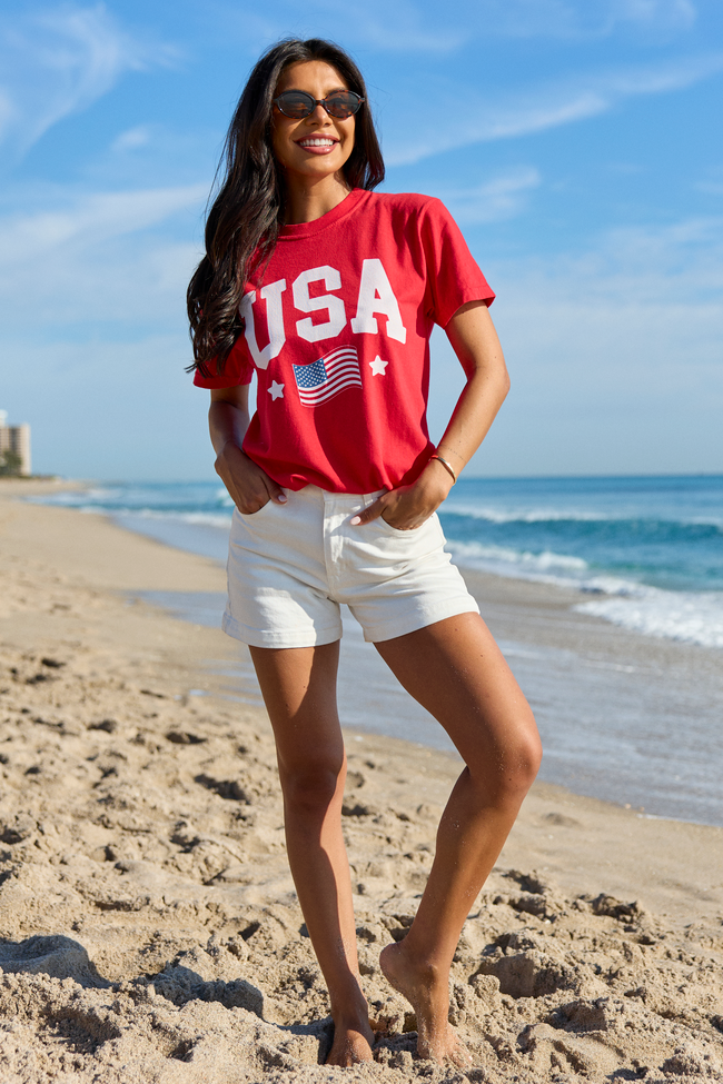 Athletic USA Flag Red Comfort Colors Graphic Tee