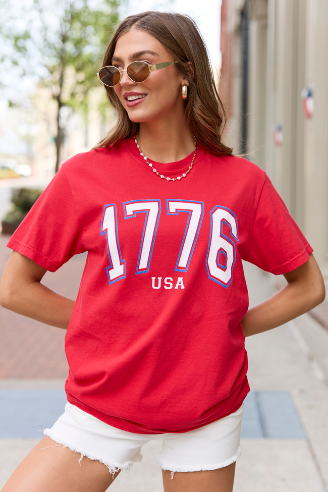 1776 Block USA Red Comfort Colors Graphic Tee