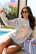 Patriotic Pup Light Grey Graphic Sweatshirt