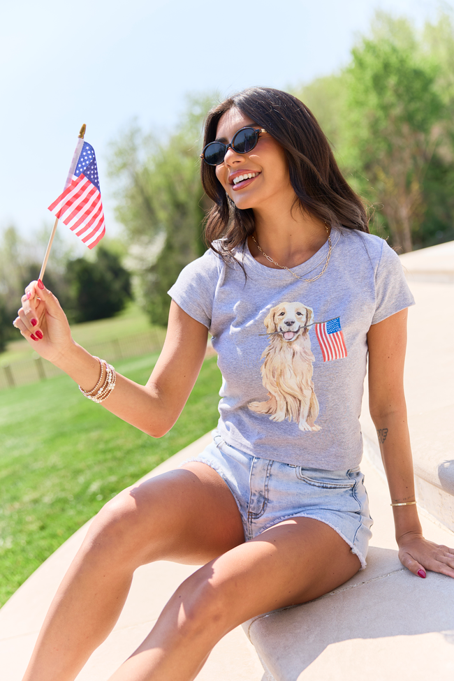 Patriotic Pup Heather Grey Baby Graphic Tee