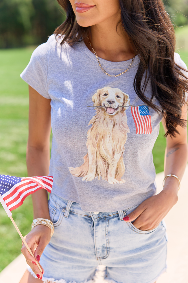 Patriotic Pup Heather Grey Baby Graphic Tee