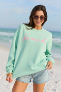 Beach Script Mint Graphic Sweatshirt