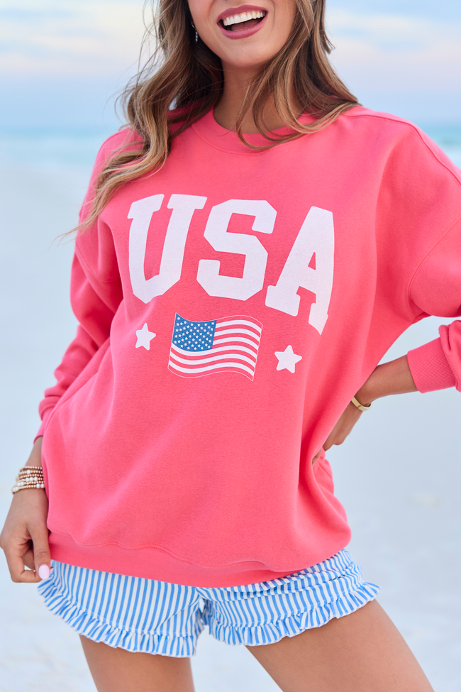Athletic USA Flag Light Red Graphic Sweatshirt