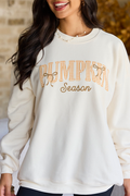 Pumpkin Season Plaid Cream Graphic Sweatshirt