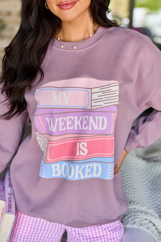 My Weekend is Booked Dark Purple Graphic Sweatshirt