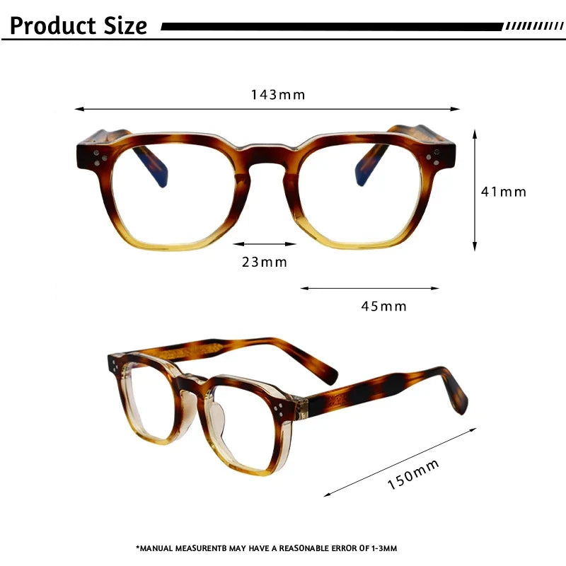HBK Retro Square Glasses Frames Men Flat Lenses Anti Blue Light TR90 Eyeglass Frames High-Quality Reading Eyeglasses for Women