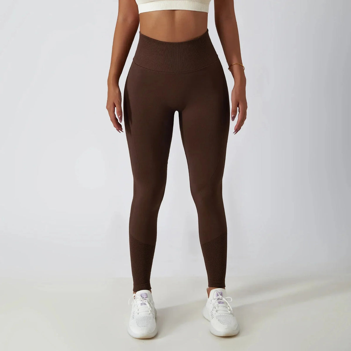 Seamless Ribbed Yoga Leggings – Tummy Control Fit