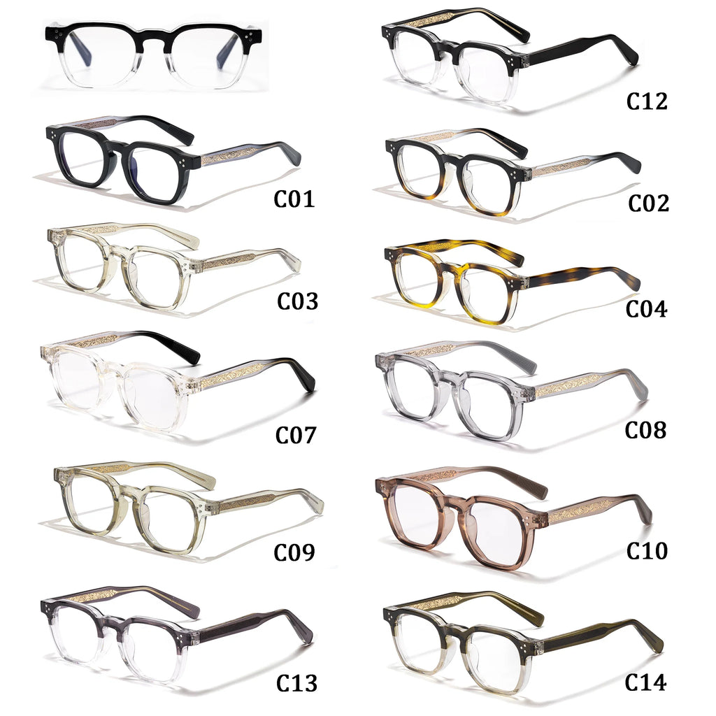 HBK Retro Square Glasses Frames Men Flat Lenses Anti Blue Light TR90 Eyeglass Frames High-Quality Reading Eyeglasses for Women