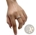 Adjustable Silver Cross and Bow Crystal Ring for Women