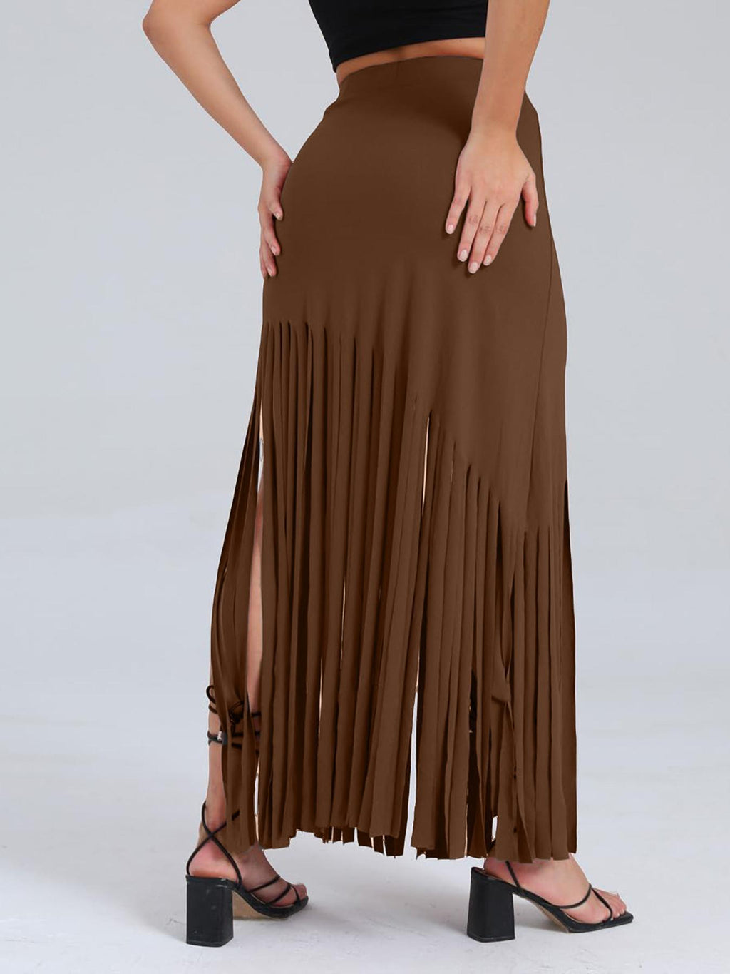 Womens Dark-Colored Sexy Fringe Skirt