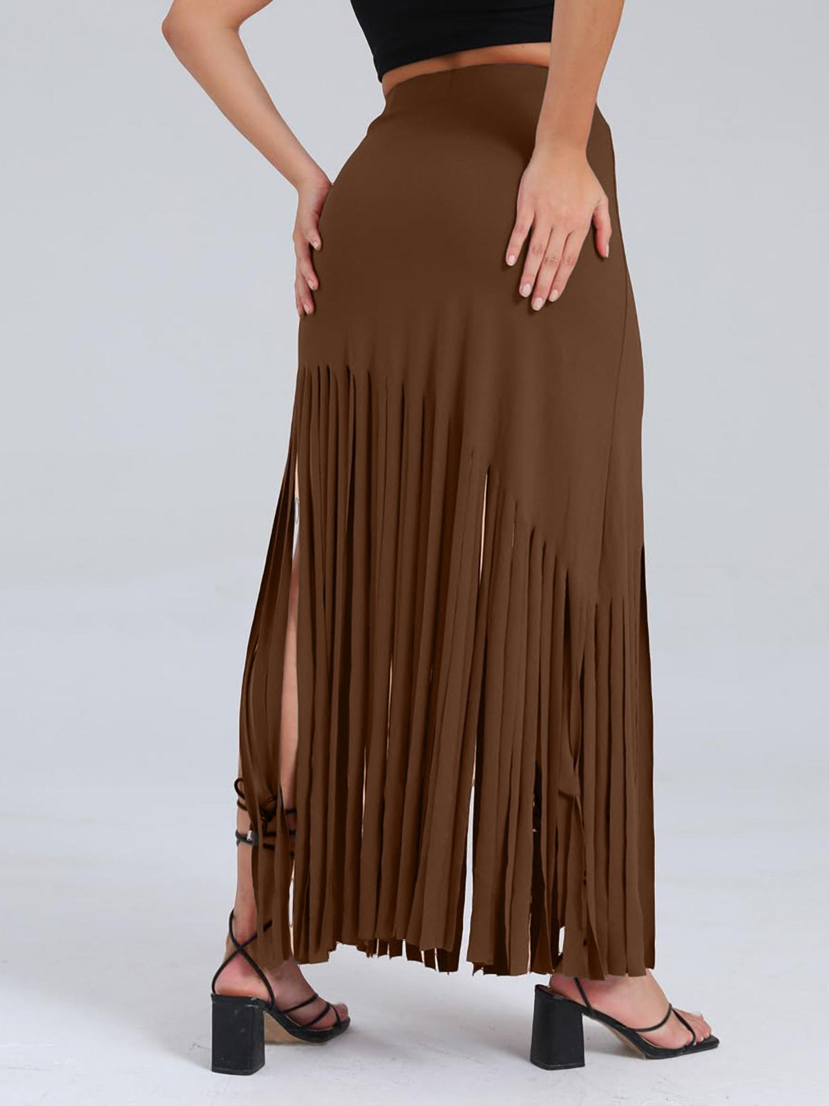 Womens Dark-Colored Sexy Fringe Skirt