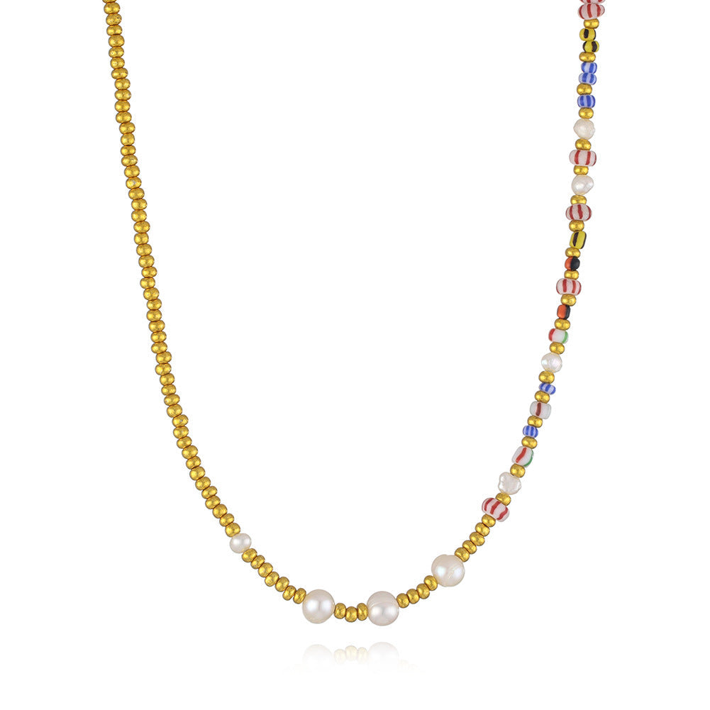 Fashion Rice Bead Necklace Chain Wave