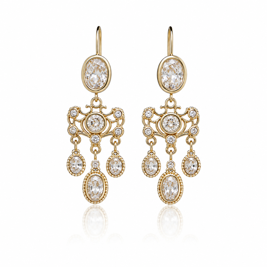 Oval Chandelier Bridal Earrings