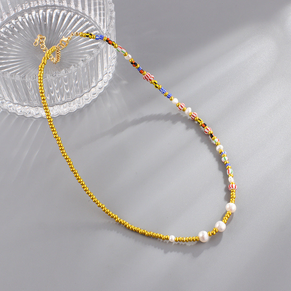 Fashion Rice Bead Necklace Chain Wave