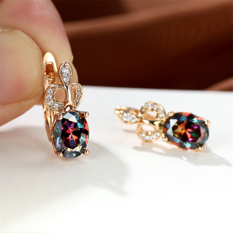 Droplet Bright Topaz Earrings In Champagne Gold Plated
