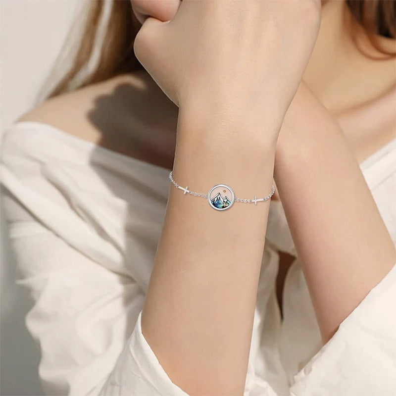 Stainless Steel Bracelet With Simple Shell And Mustard Seed Necklace For Women