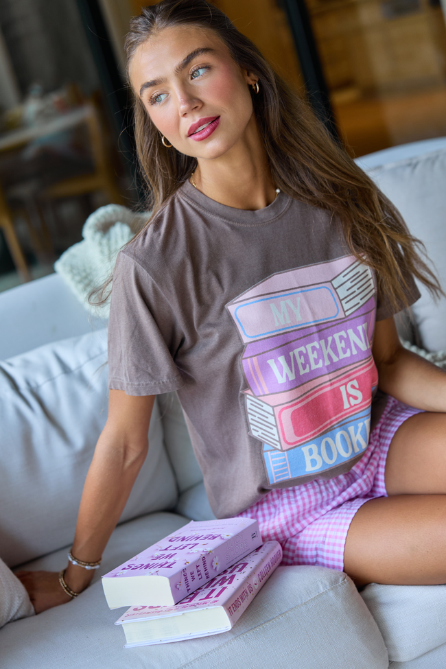 My Weekend Is Booked Brown Graphic Tee