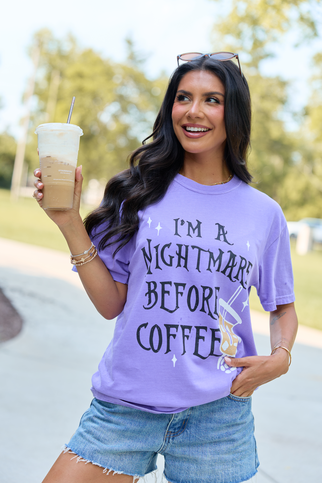 I'm A Nightmare Before Coffee Violet Graphic Tee