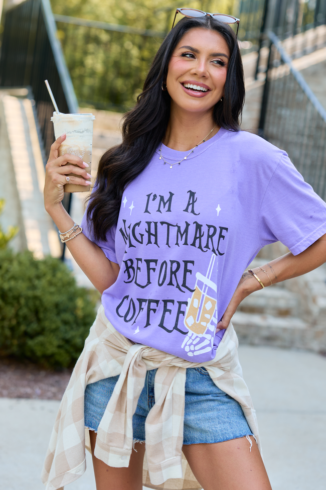 I'm A Nightmare Before Coffee Violet Graphic Tee