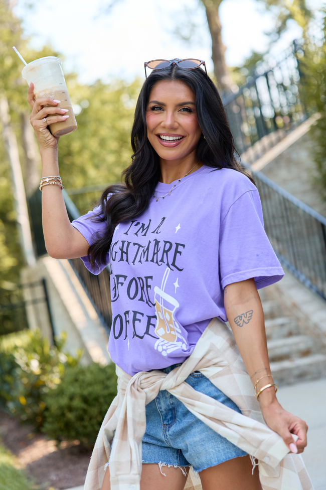 I'm A Nightmare Before Coffee Violet Graphic Tee