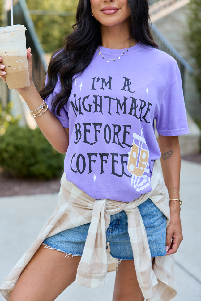 I'm A Nightmare Before Coffee Violet Graphic Tee