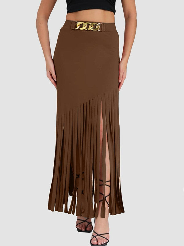 Womens Dark-Colored Sexy Fringe Skirt