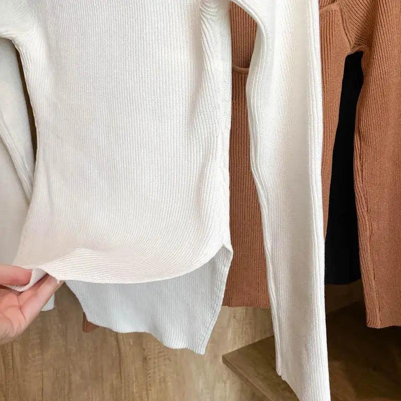 Women's Square Collar Knitted Pullover Sweater