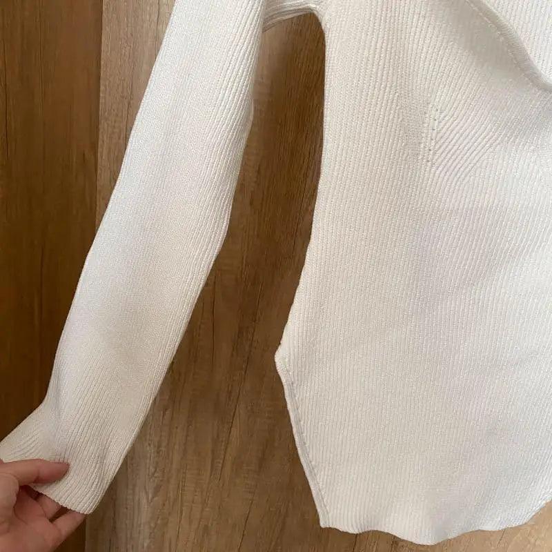 Women's Square Collar Knitted Pullover Sweater