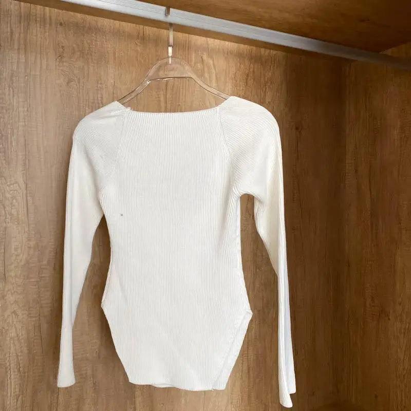 Women's Square Collar Knitted Pullover Sweater