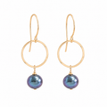 Peacock Freshwater Pearl Circle Earrings | Sterling Silver or Gold Filled