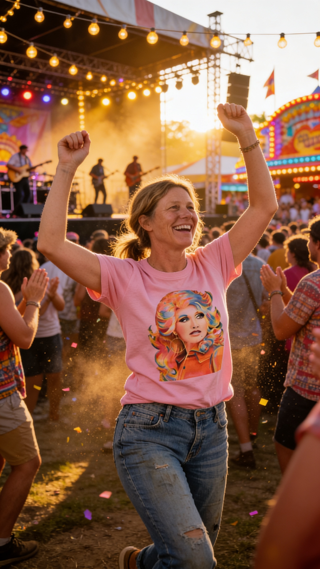 1/2 Penny "Dolly" Country Queen Western Graphic Tee — Vibrant Pop-Art Style on Petal Pink Cotton-Poly
