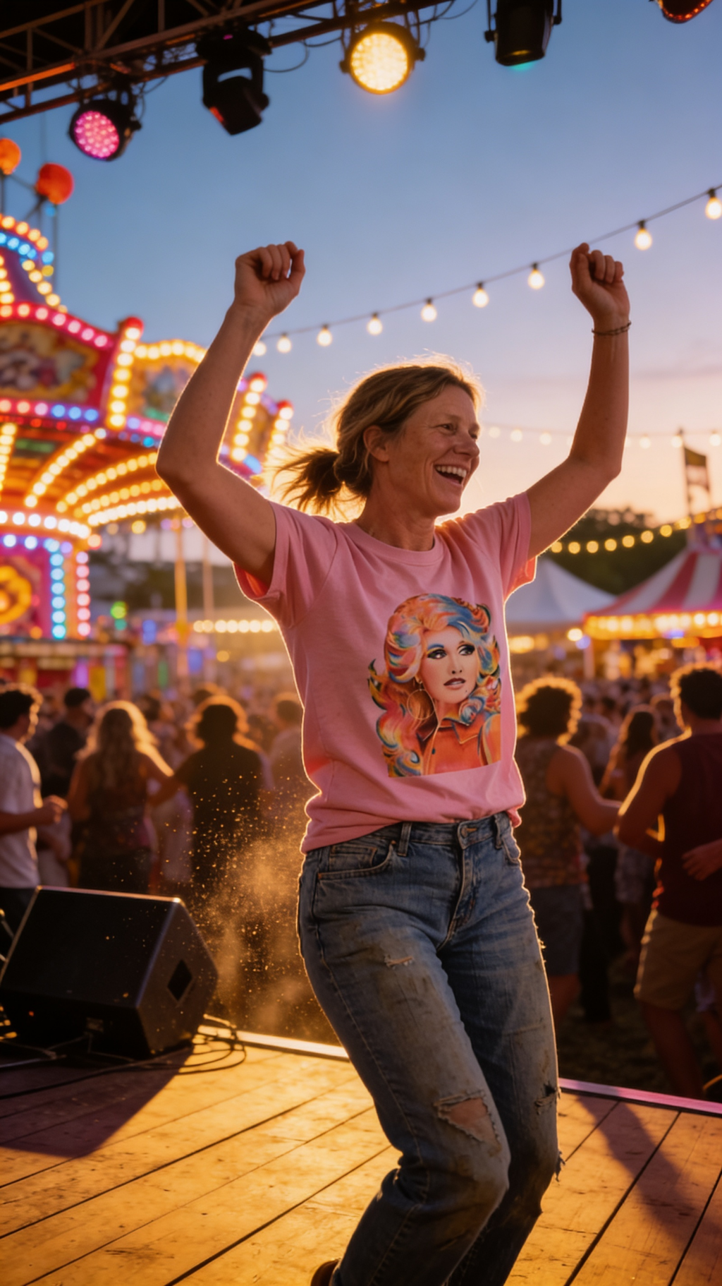 1/2 Penny "Dolly" Country Queen Western Graphic Tee — Vibrant Pop-Art Style on Petal Pink Cotton-Poly