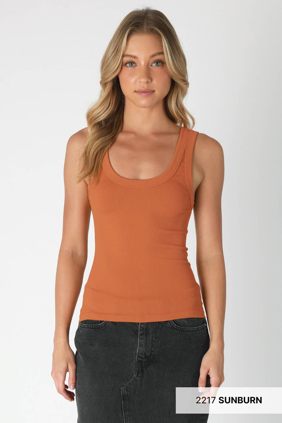 NikiBiki Reversible Ribbed Western Basics Tank Top — Scoop or Crew Neck (Made in USA Best-Seller)